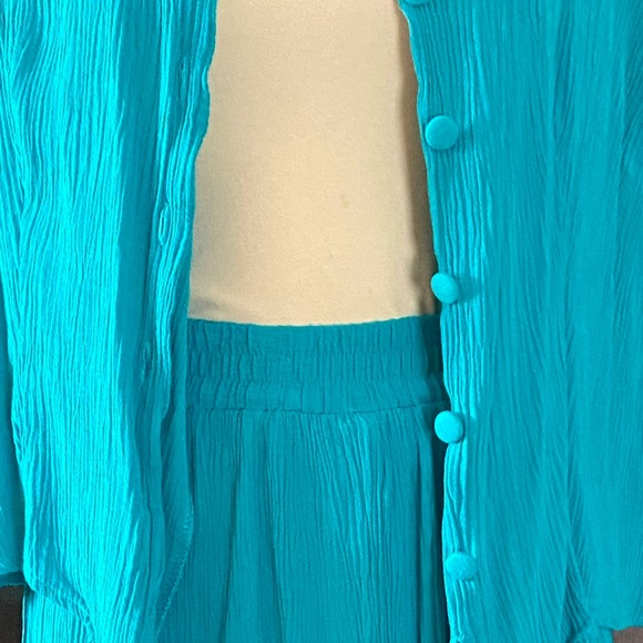 SAG HARBOR 2-pc green hobo bohemian maxi dress M - Picture 15 of 16